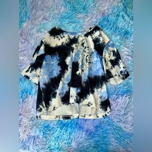 Blue and White Tie Dye Crop Top